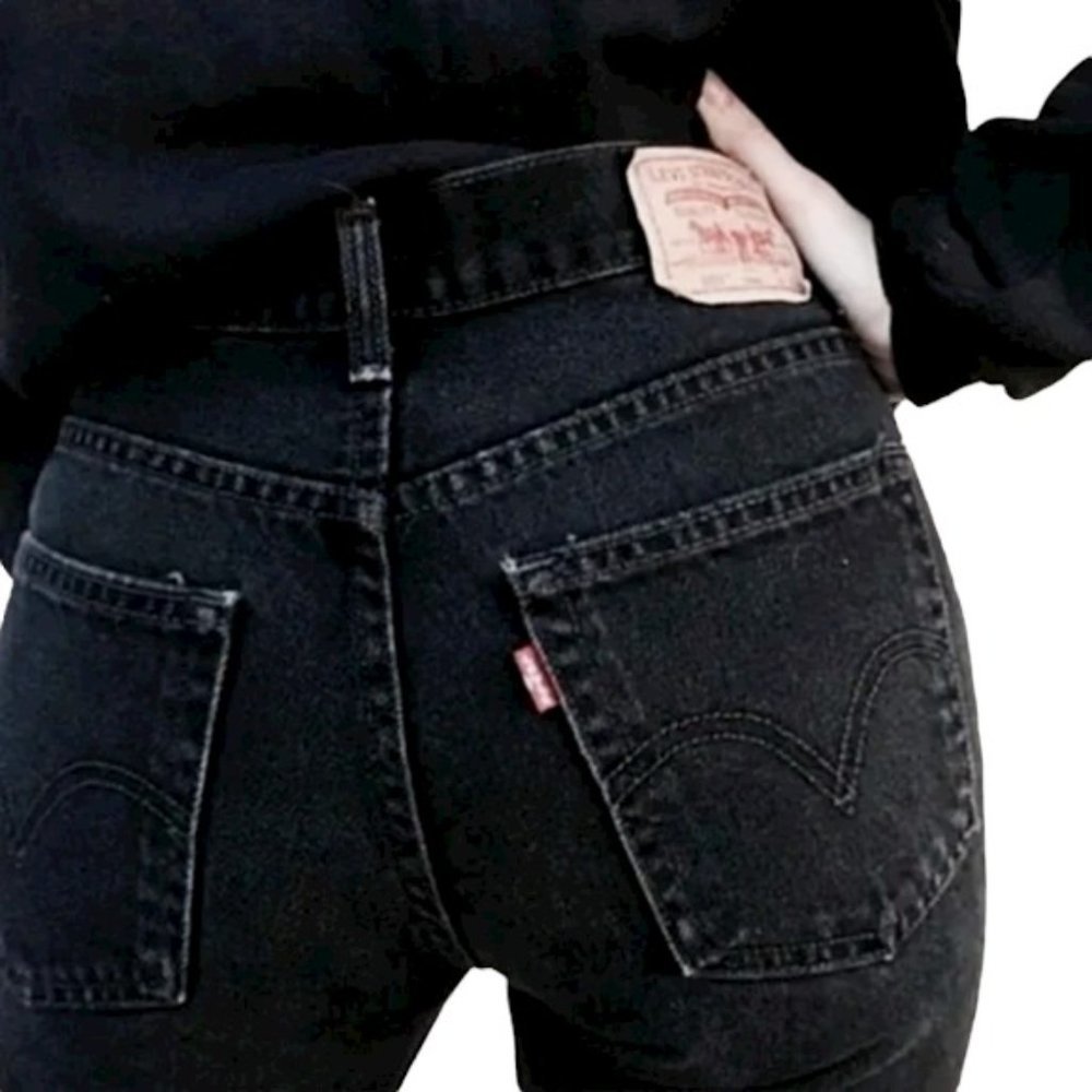 Levi's 501 Red Tag Black Button Fly Straight Leg Jeans